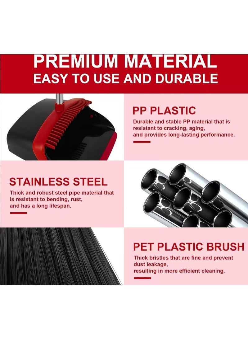 PAACHU Broom and Dustpan Set, Cleaning Supplies Broom and Dustpan Set for Home,Long Stainless Steel Handle Brooms with Upright Dustpan Combo Set for Home Office Kitchen Lobby Floor Cleaning - Image 3